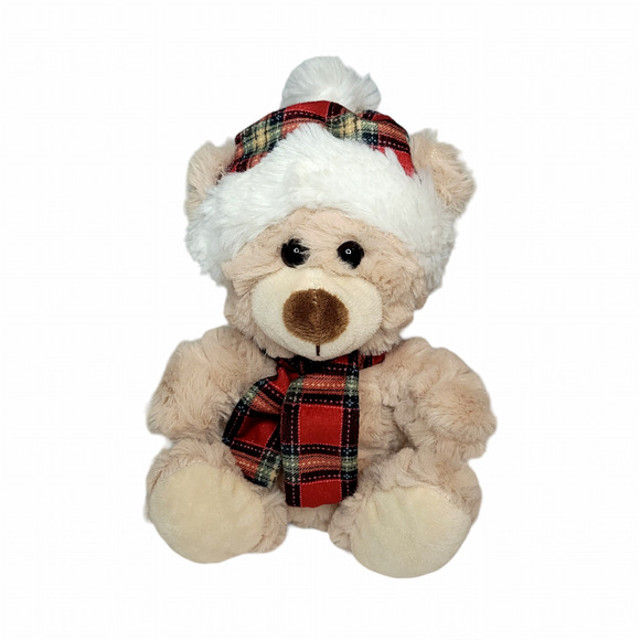 Hug Fun Teddy Bear Christmas Winter 9" Inches Plush Stuffed Animal Flannel Plaid - Picture 1 of 8